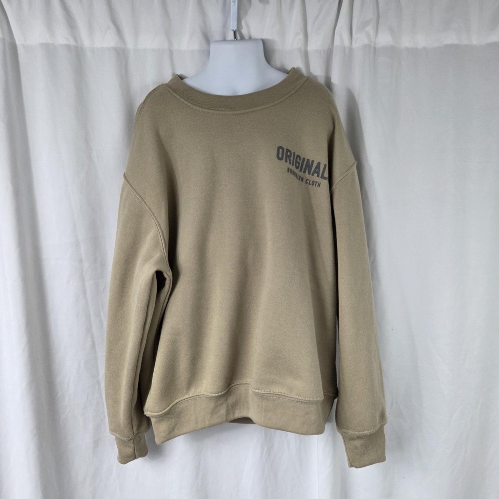 Brooklyn Cloth Sweatshirt Boys 10-12 Beige Originals Crewneck Fleece Pullover